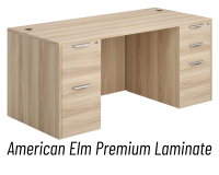 Desk - Double Pedestal: 66" W x 30" D, American Elm Premium Grade Laminate