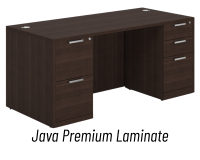 Desk - Double Pedestal: 66" W x 30" D, Java Premium Grade Laminate