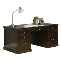 Desk - Double Pedestal: Markle Collection, 68" W x 32" D, Espresso Finish, Wire Management Grommets