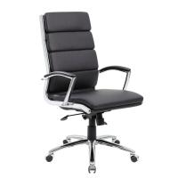 Seating - Task: Merak Executive High Back Chair, Black PU Leather with Chrome Armrests and Chrome Base