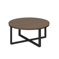 Occasional Table - Round: 36" Modern Walnut Premium Laminate with Black Metal Base