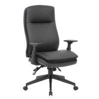 Seating - Task Chair: Obsidian High Back Executive Task Chair, Black PU Leather Seat & Back
