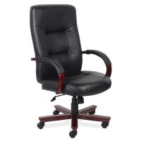 Seating - Task: Spencer Collection Executive High Back Chair, Padded Arms, Mahogany Frame & Base