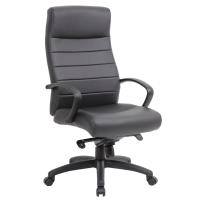 Seating - Task Chair: Contour Executive High Back Chair, Black Leather with Linear Stitching and Black Frame