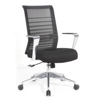 Seating - Task Chair: Interchangeable Black Mesh High Back Executive Task Chair, Black Fabric Seat with Aluminum Arms and Base