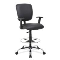 Seating - Stool: Task Force Task Stool with Footring, Black Antimicrobial Vinyl with Chrome Base