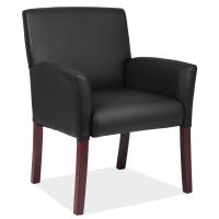 Seating - Guest - Wood: Bowery Collection Retro Style, Black PU Leather with Mahogany Wood Legs