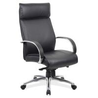 Seating - Task: Prestige Executive High Back Chair, Black Leather Seat & Back, Padded Arms, Chrome Frame & Base