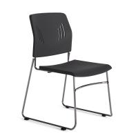 Seating - Stacking Chairs: Armless Stackable Side Chair, Black Seat & Back with Chrome Frame