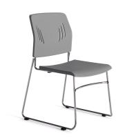 Seating - Stacking Chairs: Armless Stackable Side Chair, Gray Seat & Back with Chrome Frame