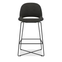 Seating - Stool: Jola Bar Height Stool, Asphalt Fabric with Black Metal Base, Set of 2 Stools