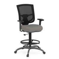 Seating - Stool: CoolMesh Pro Collection, Mesh Back with Adjustable Arms, Ash Gray Antimicrobial Fabric Seat, Footring and Black Base