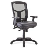 Seating - Task: CoolMesh Synchro, High Back Mesh Chair with Seat Slider, Black Antimicrobial PU Leather Seat, Black Frame