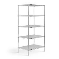 Shelving: 5 Shelf Heavy-Duty Chrome Wire Shelving Rack, 36"W x 24"D x 72"H
