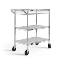 Cart: 3 Shelves, Heavy-Duty, Chrome Cart with Casters