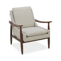 Seating - Guest - Wood: Mira Wood Arm Upholstered Lounge Chair, Pebble Fabric