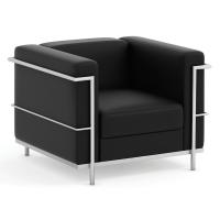 Seating - Reception: Madison Club Chair, Black PU Leather with Chrome Frame, 34.25''W x 32.00''D x 27.00"H