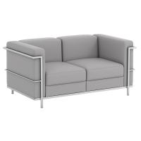 Seating - Reception: Madison Loveseat, Light Gray PU Leather with Chrome Frame, 55.00''W x 32.00''D x 27.00"H