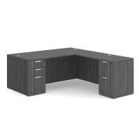 Desk - Double Pedestal - L-Shape: 72" W x 83" D, Coastal Gray Premium Grade Laminate, Non-Handed (Can Be Assembled on Left or Right Hand Side)