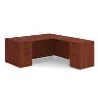 Desk - Double Pedestal - L-Shape: 72" W x 83" D, Cherry Premium Grade Laminate, Non-Handed (Can Be Assembled on Left or Right Hand Side)