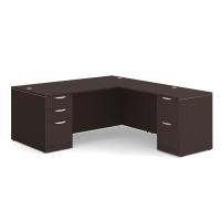 Desk - Double Pedestal - L-Shape: 72" W x 83" D, Espresso Premium Grade Laminate, Non-Handed (Can Be Assembled on Left or Right Hand Side)