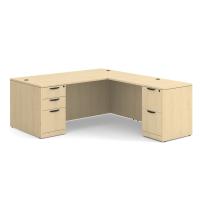 Desk - Double Pedestal - L-Shape: 72" W x 83" D, Maple Premium Grade Laminate, Non-Handed (Can Be Assembled on Left or Right Hand Side)