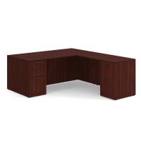 Desk - Double Pedestal - L-Shape: 72" W x 83" D, Mahogany Premium Grade Laminate, Non-Handed (Can Be Assembled on Left or Right Hand Side)