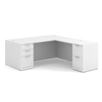 Desk - Double Pedestal - L-Shape: 72" W x 83" D, White Premium Grade Laminate, Non-Handed (Can Be Assembled on Left or Right Hand Side)