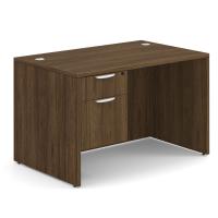 Desk - Single Pedestal: 48" W x 24" D, Modern Walnut Premium Grade Laminate