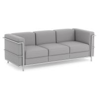 Seating - Reception: Madison Sofa, Light Gray PU Leather with Chrome Frame, 77.00''W x 32.00''D x 27.00"H