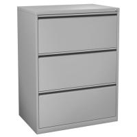 Lateral File - Metal: 3 Drawers, Heavy Duty, Light Gray, 36"W x 19.75"D x 39.38"H