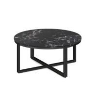 Occasional Table - Round: 36" Black Quartz with Black Metal Base