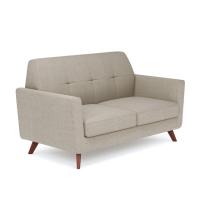 Seating - Reception: Partridge Loveseat, Latte Linen Fabric with Light Wood Legs