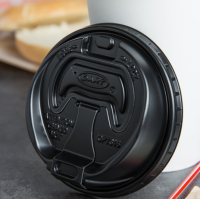 Dart 10-24 Oz Black Optima Lid with Reclosable Tab