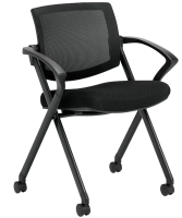 Emerald OTG Special: Mesh Back Flip Seat Nesting Chair with Breathable Black Air Mesh Seat (must purchase in quantities of two)