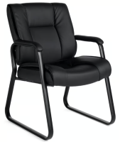 Emerald OTG Special: LuxPlus Black Upholstery Guest Chair with Sled Base