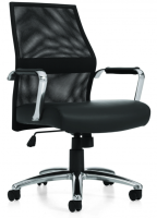 Emerald OTG Special: Mesh Back Tilter Conference Chair with Polished Aluminum Arms and Padded Armrests