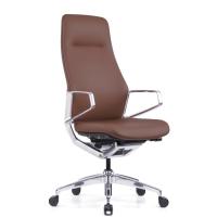 Seating - Task: Veneto Executive High Back Chair with Polished Aluminum Frame, Caramel Microfiber Leather