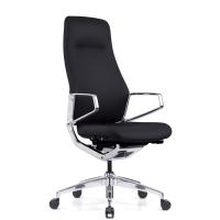 Seating - Task: Veneto Executive High Back Chair with Polished Aluminum Frame, Black Microfiber Leather