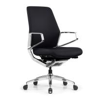 Seating - Task: Veneto Executive Midback Chair with Polished Aluminum Frame, Black Microfiber Leather