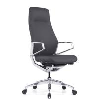 Seating - Task: Veneto Executive High Back Chair with Polished Aluminum Frame, Gray Microfiber Leather