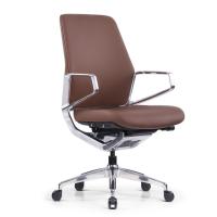Seating - Task: Veneto Executive Midback Chair with Polished Aluminum Frame, Caramel Microfiber Leather
