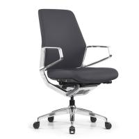 Seating - Task: Veneto Executive Midback Chair with Polished Aluminum Frame, Gray Microfiber Leather