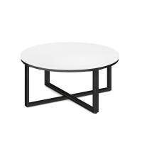 Occasional Table - Round: 36" White Premium Laminate with Black Metal Base