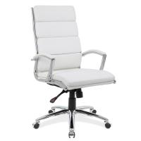 Seating - Task: Merak Executive High Back Chair, White PU Leather with Chrome Armrests and Chrome Base