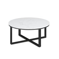 Occasional Table - Round: 36" White Quartz with Black Metal Base