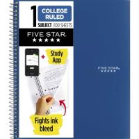 Five Star Wirebound Notebooks - 100 Sheets - Wire Bound - 11" x 8 1/2" Sheet Size - White Paper - Assorted Cover - Pocket, Stiff-back, Perforated, Pocket Divider, Heavyweight, Subject, Spiral Lock - 1 Each