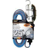 PowerZone ORTL020625 Work Light with Metal Guard, 12 A, 125 V, Incandescent Lamp, 25 ft L Cord