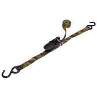 ProSource FH64052-CAMO Tie-Down, 4-Pk, 1 in W, 10 ft L, Polyester Webbing, Metal Ratchet, Camouflage, 400 lb