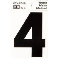 Hy-Ko RV-50 Series RV-50/4 Self-Adhesive Reflective Number, Character: 4, 3 in H Character, Black Character, Vinyl